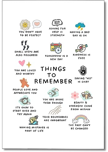 xbsifyiooa Things To Remember Mental Health Wandkunst, The Healing Web Poster Psychologie Therapie Büro Dekor, Angstlinderung Schulberater CBT DBT Positive Affirmations Decor 30,5 x 40,6 cm ungerahmt