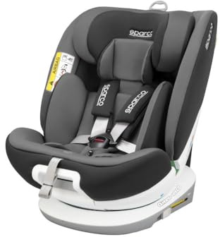 Siège Auto Bébé Enfant Sparco Isofix Rotatif 360° i-Size 40–150 cm – ECE R129/03 – Réducteur Inclus – Sécurité Maximale et Confort – Installation Face/Dos Route
