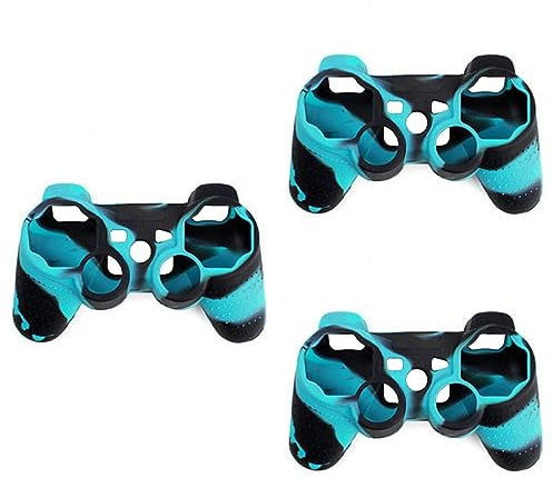 BESPORTBLE 3piezas Funda De Silicona Azul y Para Controlador Protección Antideslizante y Resistente Rayaduras Compatible Accesorios Para Joystick