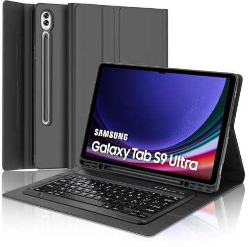 IVEOPPE Cover Tastiera per Samsung Galaxy Tab S9 Ultra 14.6 2023, Custodia Italiana Bluetooth Staccabile, Nero