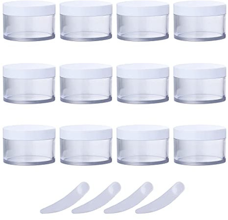 Frascos vacíos con tapa, tarro de cosméticos, B0CL9K6JLCPaquete de 12, frascos de cosméticos de plástico transparente vacíos de 200 g con tapa de rosca, recipiente de 200 ml for crema de lociones de m