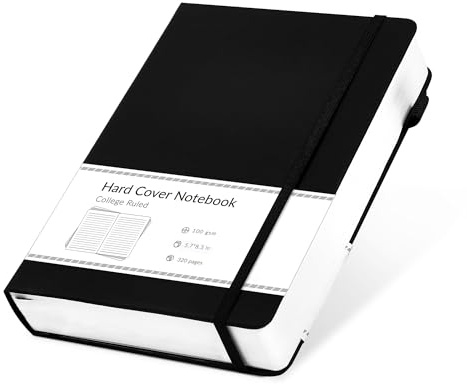 CAGIE Notizbuch A5 Liniert 320 Seiten Dickes Tagebuch Hardcover Journal Notizblock Leder Notizbücher Diary für Frauen Männer Mädchen Erwachsene, 14 x 21 cm, Schwarz