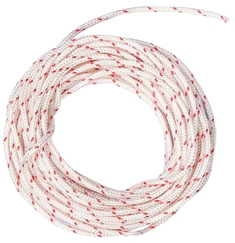 10 Meters 3,5 mm Starterseil,Kettensägen Rasenmäher Starterseil Schnur Ersatz Zubehör, Für Motorstarter Seil, Generator, Rasenmäher, Trimmer, Bürstenschneider, Kettensäge Zugseil,Weiß Rot