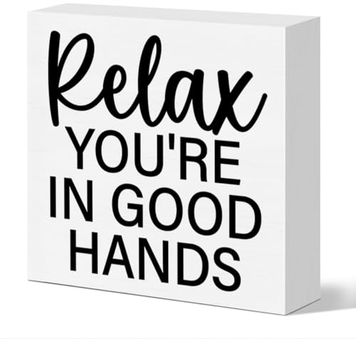 Beauty Shop Desk Decor, Massage Spa Room Barbershop Hair Nail Salon Decor Wooden Sign Christmas Birthday Gift for Hair Stylist Nail Tech Artist Technician Manicurist, Relax