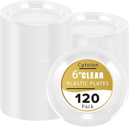 Kinmsito 100 platos de plástico reutilizables, 15 cm, platos de plástico transparentes, platos de plástico reutilizables, redondos y pequeños, de plástico duro, para fiestas, picnics, barbacoas