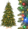 Yorbay Künstlicher Weihnachtsbaum mit Beleuchtung LED mit Holzständer für Weihnachten-Dekoration (180cm)