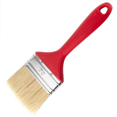 Flachpinsel | Malerpinsel | mit rot Kunststoff-Griff | (1 Stück, Bürstenbreite: 70 mm)
