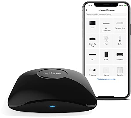Broadlink RM4 Pro IR RF WiFi Télécommande universelle pour domotique intelligente Fonctionne avec Alexa/Google/Siri Application de contrôle du salon pour Amazon Echo, Google Home et Alexa Noir