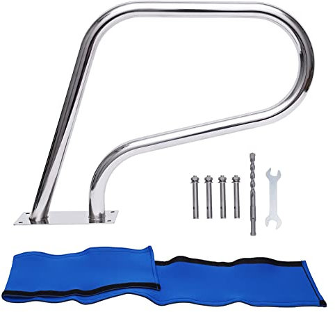 Schwimmbad-Handlauf Edelstahl, 58x81 cm U-Förmiger Pool Haltegriff Griffbogen 120 kg Tragbar Einstiegshilfe Pool Kurven-Design mit Griffabdeckung für Schwimmbäder Schräglagen Spa Wasserpark