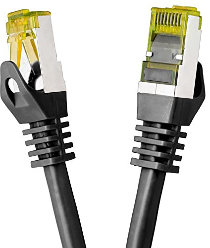 BIGtec LAN Kabel 0,15m Netzwerkkabel CAT7 Ethernet Internet Patchkabel CAT.7 schwarz Gigabit doppelt geschirmt Netzwerke Modem Router Switch 2 x Stecker RJ45 kompatibel zu CAT.5 CAT.6 CAT.6a CAT.8