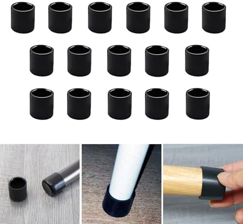 16Pcs Round 14mm Silicone Chair Leg Floor Protector, Black Chair Leg Caps, Furniture Foot Protectors, Stool Leg caps to Prevent Hardwood Floor Scratches and Reduce Noise