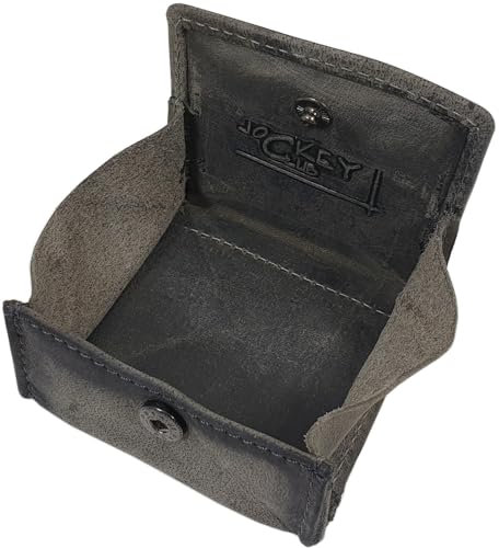 myledershop Kleine Büffel-Vollleder Wiener Schachtel Geldbörse/Münzbörse/Geldbeutel/Portemonnaie/Portmonaise/Geldtasche/Portmonee (Vintage-Grau)