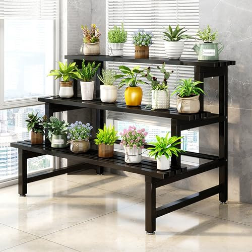 Support en métal pour plantes - Étagère de rangement utilitaire pour pots de fleurs - Escabeau pour intérieur ou extérieur, terrasse, balcon.