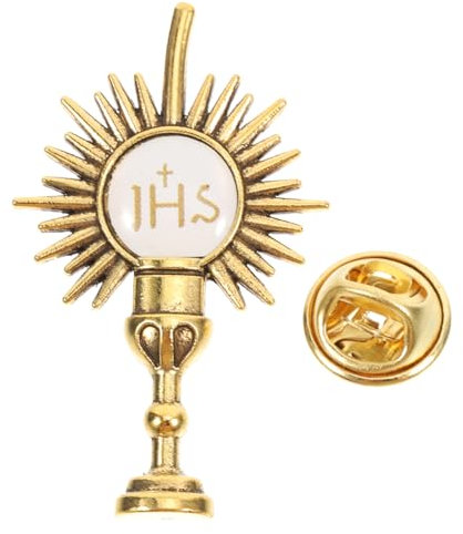 HOMOCONO Communion Cross Brooch Tie Insignia Clothes Pin Holy Communion Chalice Pin Holy Communion Lapel Pin First Communion Decorations Elegant Cross Brooch Fashion Cross Golden Zinc Alloy