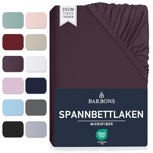 Spannbettlaken 180x200cm - 35 cm Tiefe Tasche Spannbetttuch Oeko-TEX Zertifiziert Gebürstete Polyester Mikrofaser Bettlaken Bettbezug für Boxspringbett Dicke Matratzen (180 x 200 cm - Aubergine)