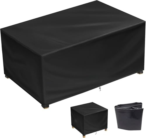 PVPQPR Garden Furniture Covers Waterproof 140x80x75cm(LxWxH) Rectangular Garden Outdoor Table Cover,Heavy Duty 600D Oxford PU Coating for Furniture Sets patio set covers Black