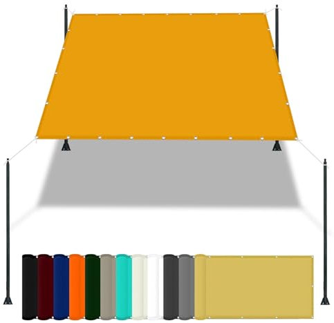 ACHBGTMQ Pali per Vela ombreggiante 2 x 2,8 m, Tenda da Sole Impermeabile, Tela Anti UV al 98%, con Corda Gratuita e Kit di Fissaggio, per Auto, Piscina, Piante, Rete ombreggiante, Colore Oro