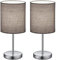Reality Leuchten Tischleuchte Jerry R50491011, Metall Nickel matt, Stoffschirm Grau, exkl. 1x E14 (Packung mit 2)