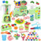 VBACALA Knete Set,Kinderknete Kitchen Creative Knete Eismaschine+Nudelmaschine+Smoothie Mixer Maschine,62 Knete Zubehör mit 24 Gläser Knetmasse,Knete ab 3 Jahre Geschenk für Jungen und Mädchen