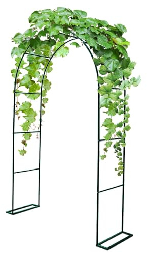 Metall Gartenbogen Rosenbogen,Hochzeitsbogen,Outdoor Garten Pergola,Rankgitter Torbogen Rankbogen für Kletterpflanzen,200cm hoch x 80cm breit bis 220cm hoch x 350cm breit(Grün,L120xW40xH220cm)