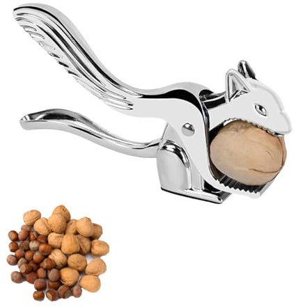 Bustlwor Casse Noisette Métal, Écureuil Casse-Noisette, pour Les Noisettes, Les Amandes, Les Noix de Pécan, Les Noix Diverses (Argent)