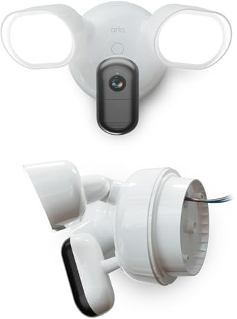 Arlo Floodlight Security Camera Outdoor, Wired, Quality 2K HDR, 160° Wide Angle, Weatherproof, Colour Night Vision, Smart Siren, Up to 2000 Lumen, 2-Way Talk, Trial of Arlo Secure Included, 2 Cameras