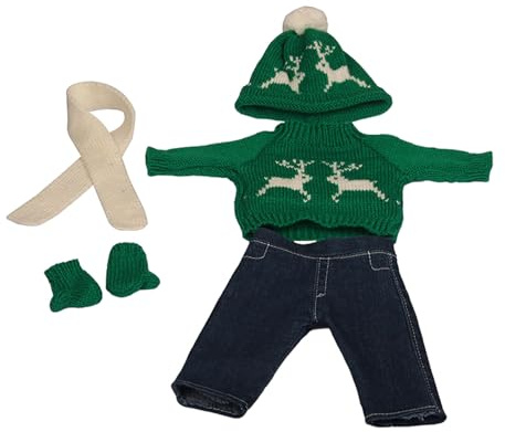AMSLSIU 5X wunderschönes 18 Zoll Puppen Weihnachtsoutfit Set aus rotem und weißem Stoff, 18 Zoll Puppen Weihnachtskleidung, Puppenzubehör , grün weiß