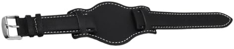 Outanaya Klassisches Lederarmband aus Premium rindsleder mit Tray unterlage Antiallergisch Robust und Langlebig Passend für Vintage uhren im Retro stil Schwarzes Uhrenarmband für Herren