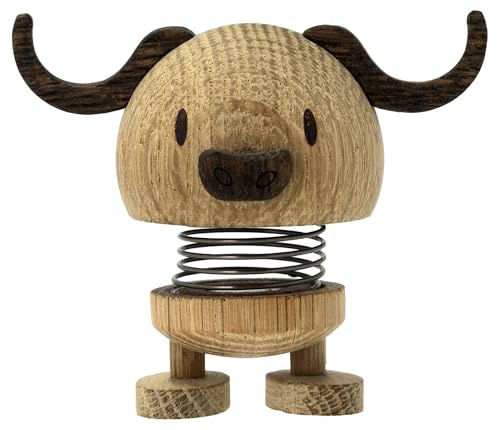 Hoptimist Wooden Buffalo Figure – Woobly Savannah Animal Decoration – Fun Office Gadget – Collectible Gift for Men and Women – Danish Design – 7 x 8.5 cm – Small – Oak
