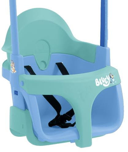 Bluey Quadpod 4-in-1 Growable Swing Seat, Outdoor Playground Baby Swing Seat with Adjustable Ropes and Safety Strap, Toddler Swing for Gardens and Playgrounds, Kids 6 months - 8 years One Size