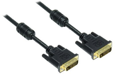 Anschlusskabel DVI-D 24+1 Stecker an Stecker, vergoldete Kontakte, mit Ferritkern, schwarz, 1,8m, Good Connections®