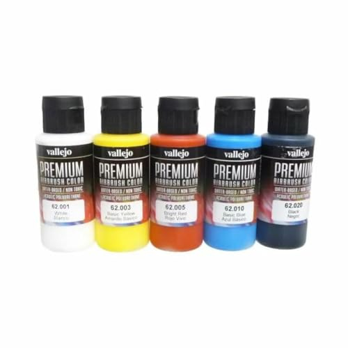 Vallejo Premium Color 5 Color Set 62101 Premium Basic Opaque Color (5) 60ml Airbrush Acrylfarbe