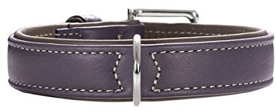 Hunter Hundehalsband Canadian Elk, Gr. 30, Elchleder, pflaume/mokka (21 - 25 cm)