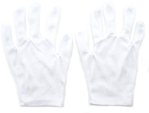 HAND ® 12 Paare GL1 Handschuhe Weiß Münze Schmuck Silber Inspection Terylene Baumwollhandschuhe - Größe Small-Medium-Stretchable - Light Weight