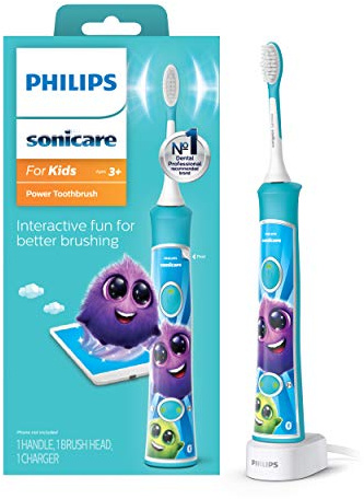 Philips Sonicare for Kids 3+ Bluetooth Connected Rechargeable Electric Power Toothbrush, Interactive for Better Brushing, Turquoise, HX6321/02