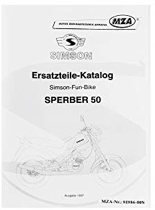 Ersatzteilkatalog Sperber MS50 - Ausgabe 1997 - Nachwende-Fahrzeug | MZA Nummer 81886-00S, Simson Nummer 188990 kompatibel mit Simson Sperber 50 5-Gang Baujahr 1997-2002