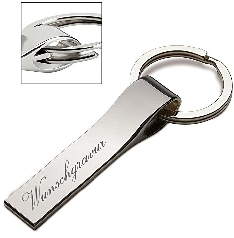 polar-effekt Schlüsselanhänger in silber aus Metall Personalisiert mit Gravur - Schlüssel-Anhänger Geschenk-Idee zum Geburtstag - Mitbringsel inkl. Geschenketui - Name auf Vorderseite