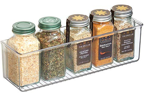 iDesign 66110EU Affixx Selbstklebender Küchen-Organizer, Starke Haftkraft, Rückstandslos zu entfernen, Groß, 7,5 cm x 28 cm x 8,25 cm, durchsichtig, kunstoff, Sonstige