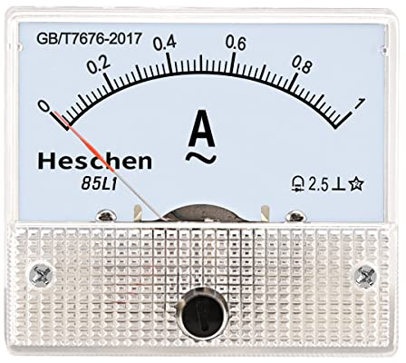 Heschen 85L1-1A - Tester amperometro rettangolare montato su pannello AC 0-1A Classe 2.5, bianco