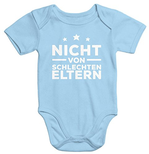 MoonWorks kurzarm Baby-Body mit Aufdruck nicht von schlechten Eltern Bio-Baumwolle hellblau 6-12 Monate