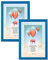 Bilderrahmen Set 2 Stück A5 15x21 cm – Farbe Blau, aus Holz, mit Acrylglas – zum vertikalen oder horizontalen Aufhängen/Aufstellen, für Fotos, Poster, Puzzles
