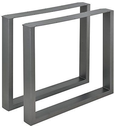 [en.casa] Esstischgestell Makers 2er-Set Couchtischgestell Bankgestell Tischbeine Stahl pulverbeschichtet viereckig Stahlgrau 80x72cm