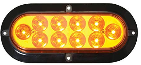 Grand General 76870 LED Licht (Mega 10 Plus Oval Bernstein/Bernstein mit schwarzem Flansch und 3 Drähten), 1 Stück