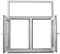 JeCo Kunststofffenster Fenster mit Pfosten und Oberlicht - 2-flügelig 2-Fach Verglasung - 1300x1500mm - Oberlicht fest im Rahmen