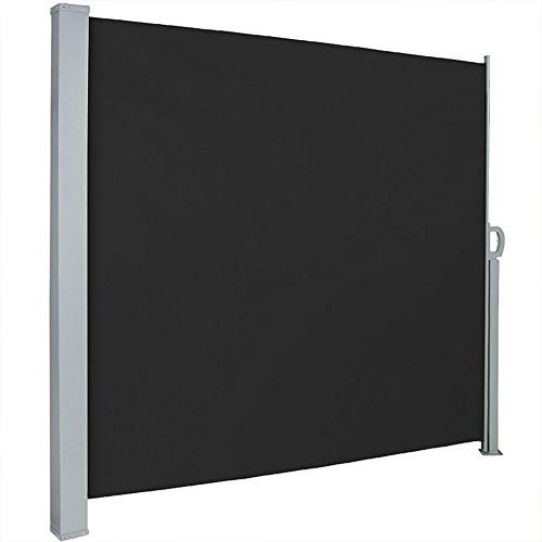 The Fellie Retractable Side Awning 300x160cm (LxH) Privacy Protection Sun Shade Weatherproof PU Coating, Wind & UV Protection Garden Awning, Smoky Grey