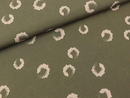 Swafing Viscosestoff Scala Fiori Crema su Oliva