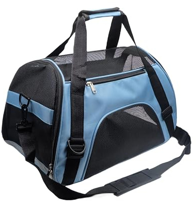 Tecageaon Pet Carrier Airline Approved Cat Carrier Dog Carrier for Medium Small Cats Small Puppy Kitten,Dog Cat Pet Travel Carrier (Medium, Blue)
