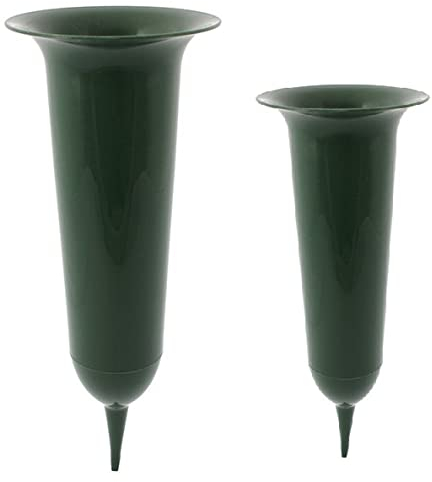 Lot de 2 vases funéraires - Décoration funéraire - Vert foncé