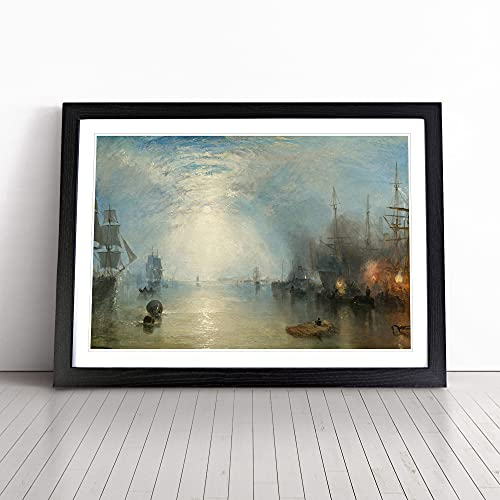 Keelmen Heaving In Coals By Joseph Mallord William Turner Framed Wall Art Picture Print - Canvas Painting - Modern Home Décor Poster - Ready to Hang for Living Room Bedroom - Black A1 (66 x 90 cm)