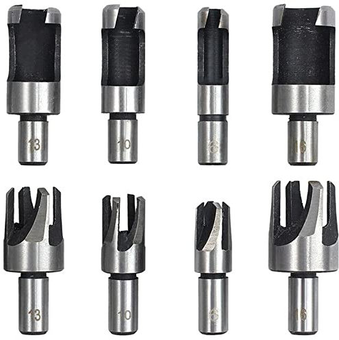 Treki 8pcs Tapón de Madera Broca Cónica Acero de Madera Taladros Cortadores Broca Cónica Taladro de Acero al Carbono Tapones de Agujero de Madera para Agujeros de Carpinterías 1/4, 3/8, 1/2, 5/8